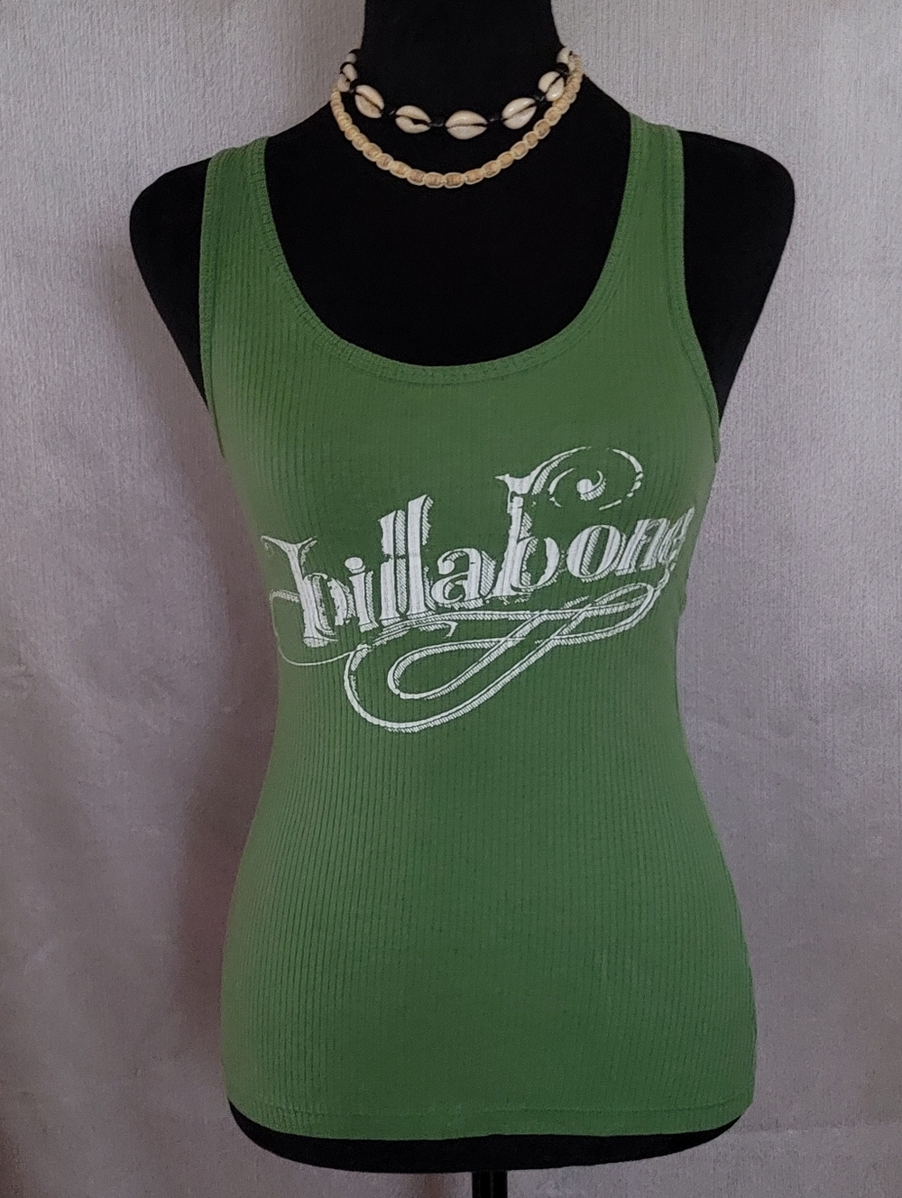 Billabong Olive Green Ribbed Logo Tank